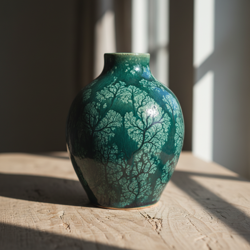 Keramikkvase med Forest Teal krystallglasur